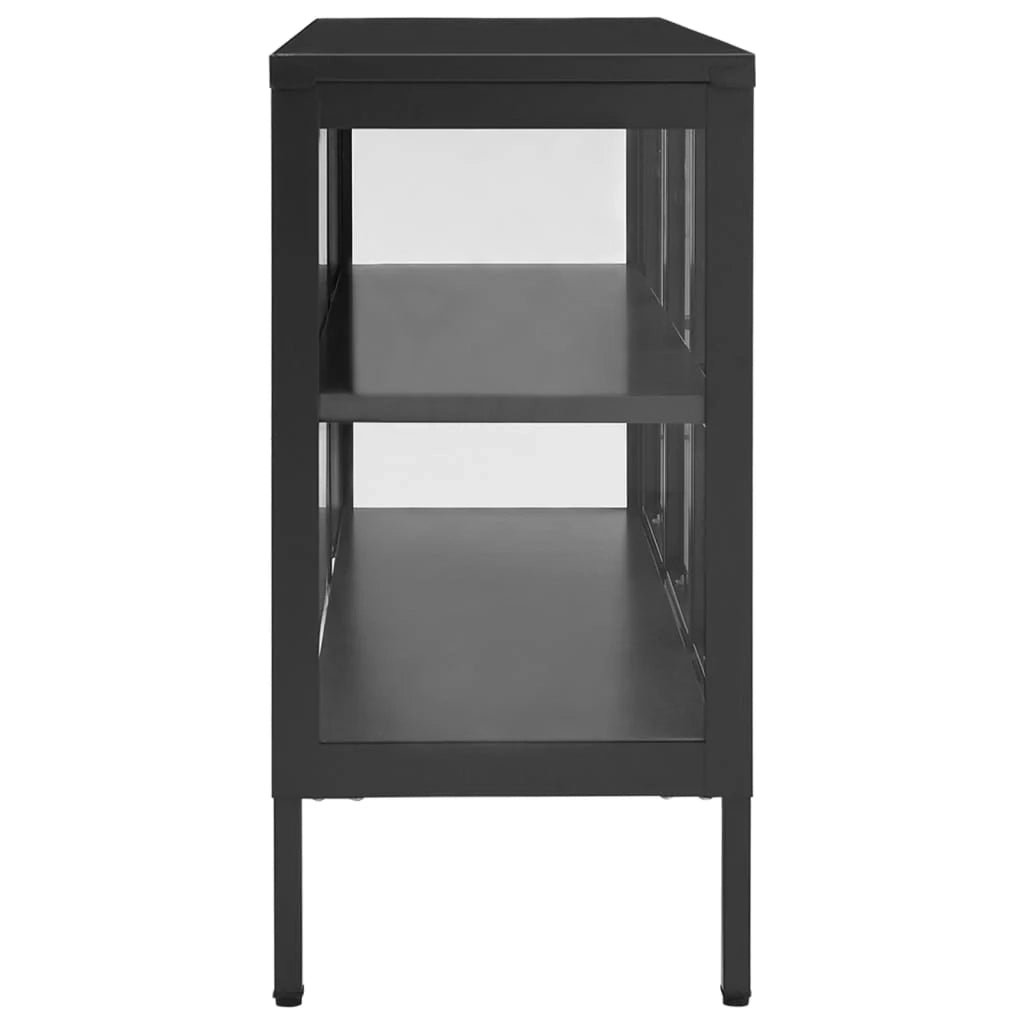 Buffet credenza cassettiera armadio mobile contenitore organizer per cucina soggiorno salotto 105 x 35 x 70 cm acciaio e vetro antracite 02_0029690
