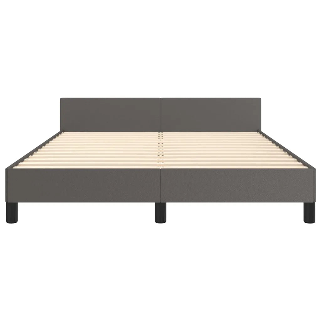Giroletto con Testiera-Struttura Letto con testiera Grigio 140x200 cm in Similpelle 485641