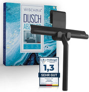 Douchewisser in silicone nero - Douchewisser con supporto senza perforazione - Wisser in vetro per la doccia con nucleo in acciaio inossidabile
