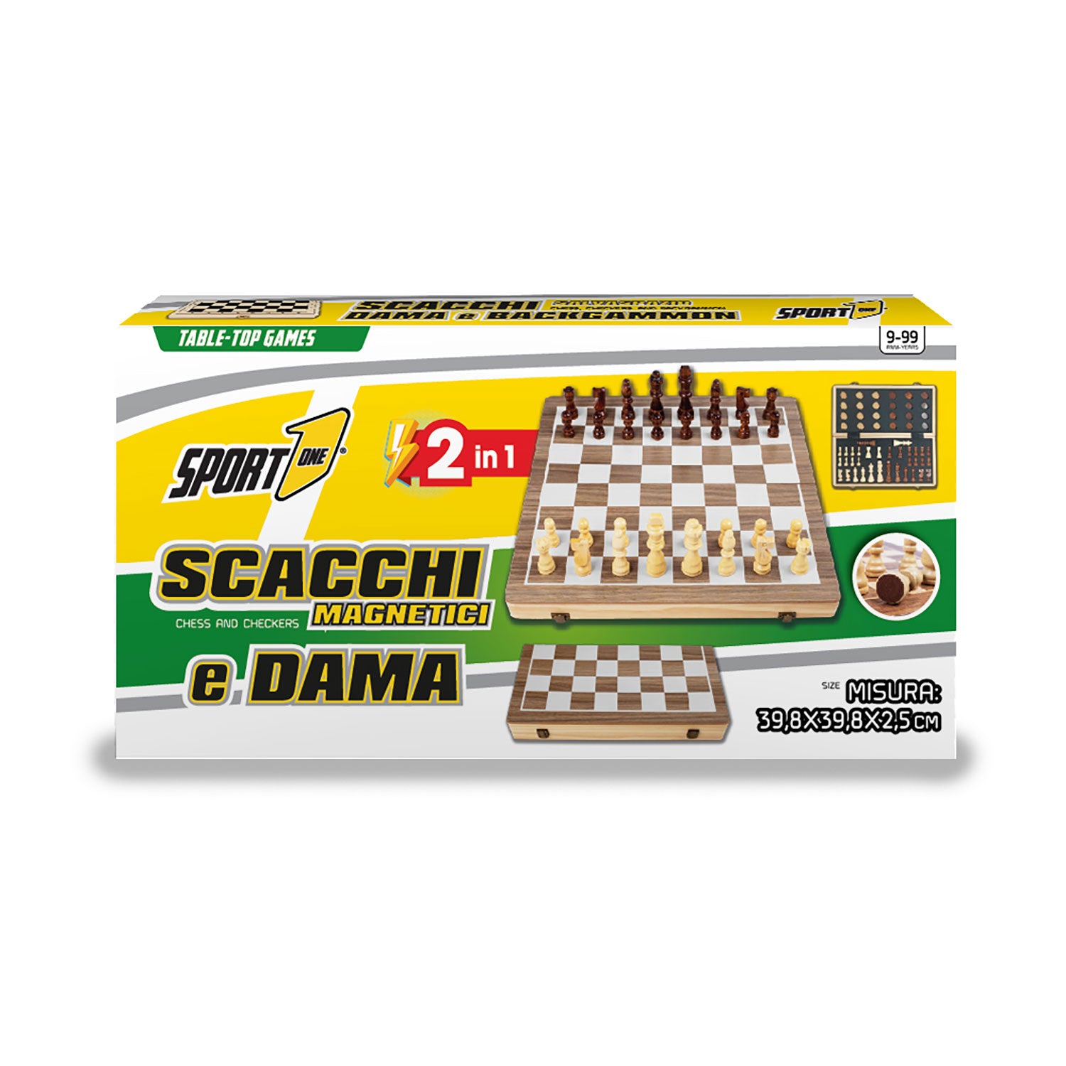 Scacchiera e Dama Magnetica Salvaspazio 2 in 1 da Tavolo 39.8x39.8 cm