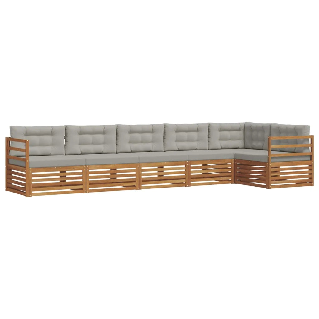 Set di divani da esterno 6 pcs Grigio Naturale e Chiaro