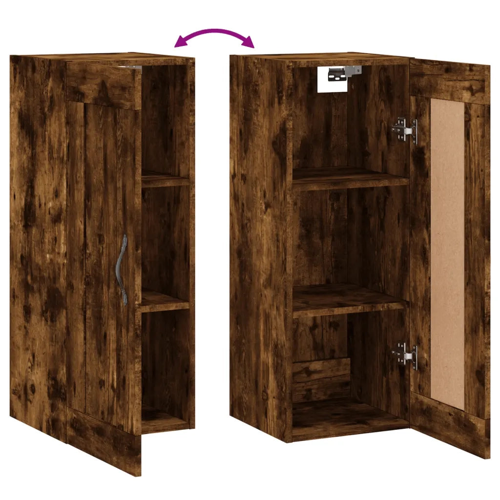 Mobile a Parete Rovere Fumo 34,5x34x90 cm in Legno Multistrato 830497