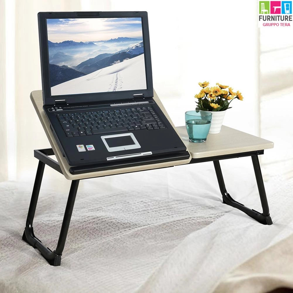 Tavolino Vassoio Pieghevole da Letto Divano 65x30 cm per Notebook PC Laptop