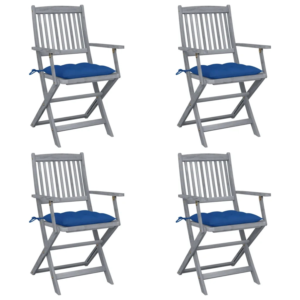 Sedie da Giardino Pieghevoli 4pz con Cuscini in Massello Acacia cod mxl 6330