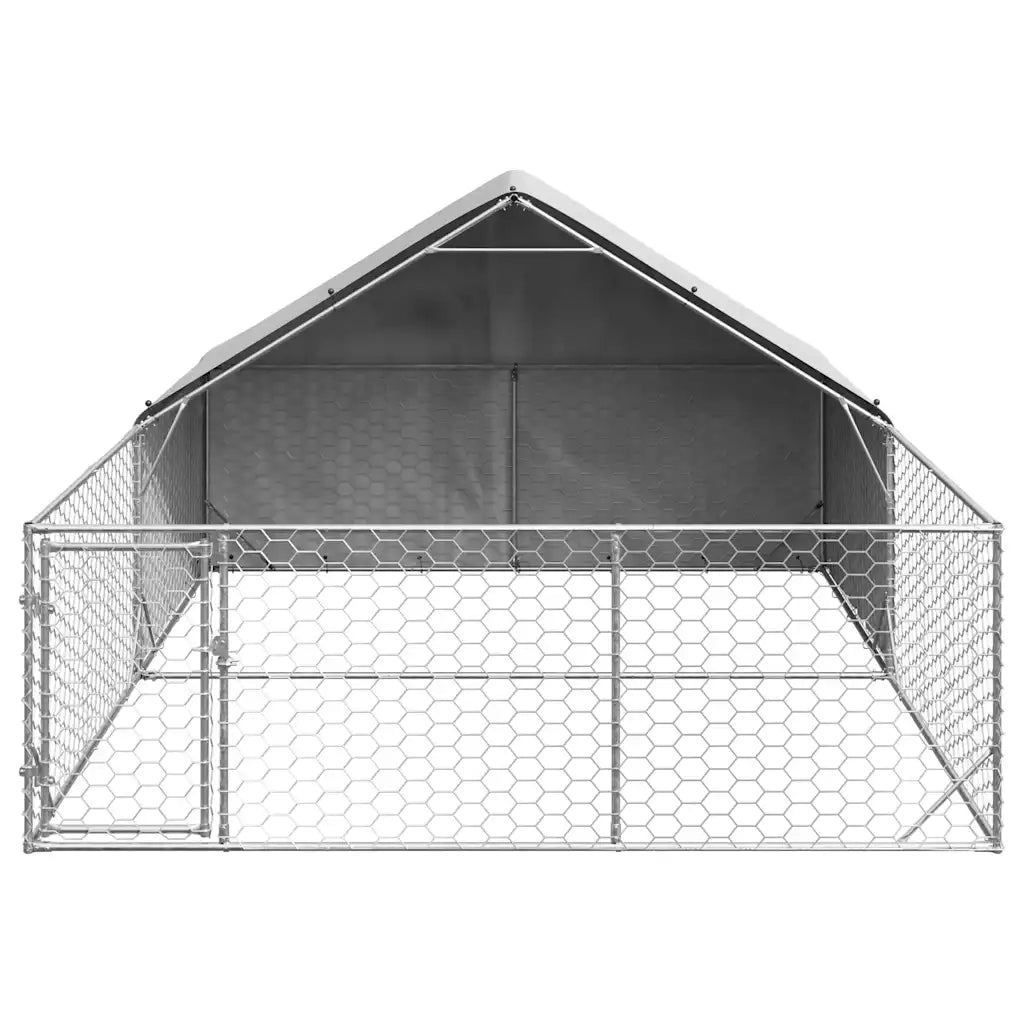 Cuccia per Cani da Esterno con Recinto 4x3x1,9m Acciaio Zincato 3329241