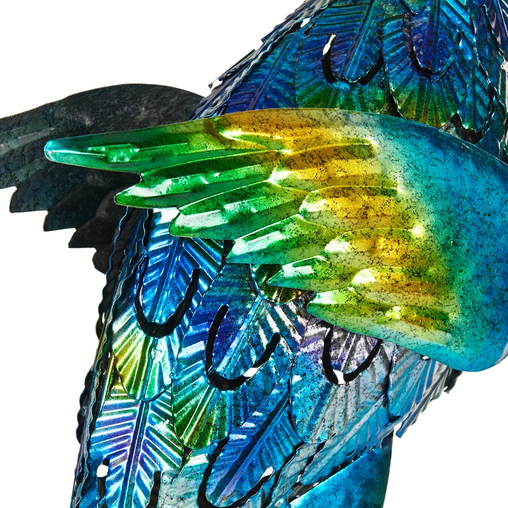 Figurina decorativa in metallo blu 75 cm Pavone Peacock Decorazione per interni esterni Soggiorno