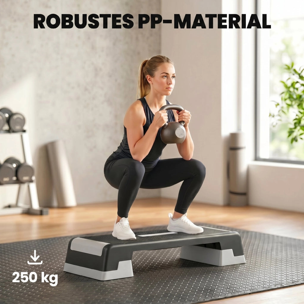 Step Fitness Aerobic Regolabile ¨C Xylo ¨C 3 Livelli 15/20/25cm Antiscivolo Nero Grigio