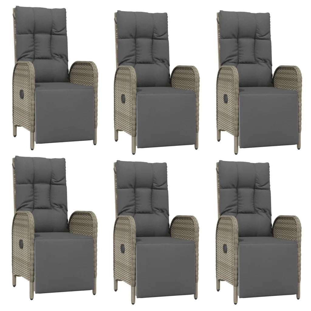 Set da Pranzo da Giardino 7 pz con Cuscini in Polyrattan Grigio 3185047