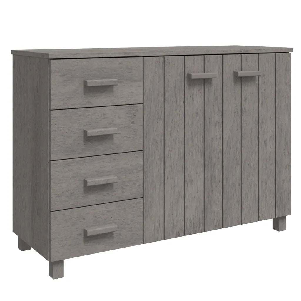 Credenza HAMAR Grigio Chiaro 113x40x80cm Legno Massello di Pino 340447