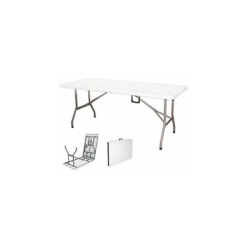 TAVOLO PICNIC BIRRERIA PIEGHEVOLE VALIGETTA BIANCO 181X74X74 CM USATO COME NUOVO