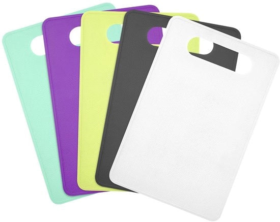 Piastra di taglio in plastica - Antibatterico - Set da 5 - Resistente al lavastoviglie - 29 x 19 cm