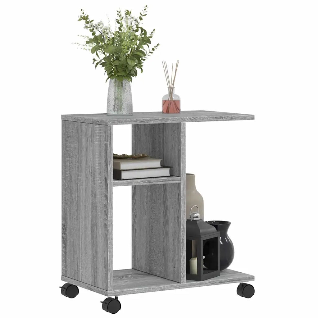 Tavolino con Ruote Grigio Sonoma 50x30x55 cm Legno Multistrato 840574