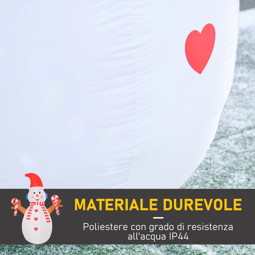 EasyComfort Pupazzo di Neve Gonfiabile 240cm, Decorazione Natalizia per Esterno con Luci a LED in Poliestere Impermeabile IP44