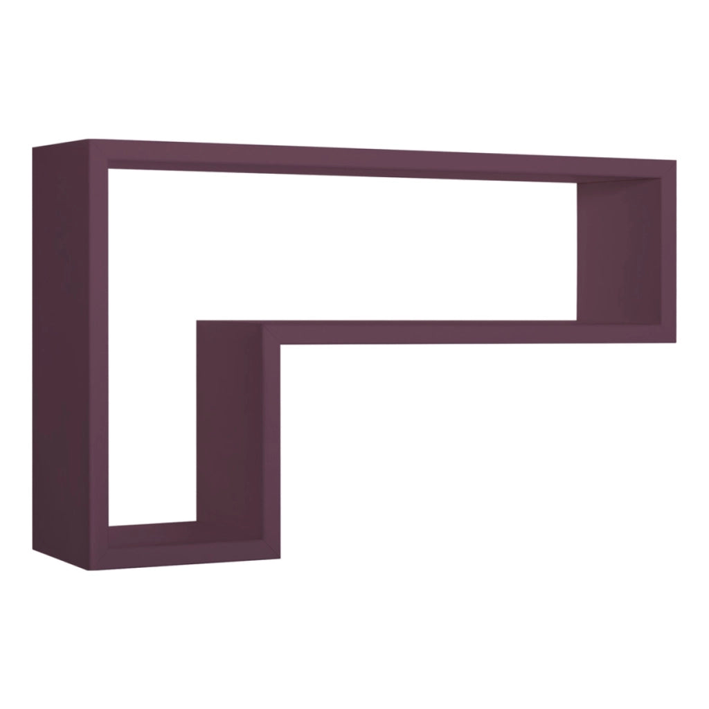 Mensola da Muro Modello LETTERA, Pensile Bagno, Mensola da Parete, Scaffale da Parete, 61x37 p15.5 cm. Finitura  VIOLA MELANZANA - MADE IN ITALY