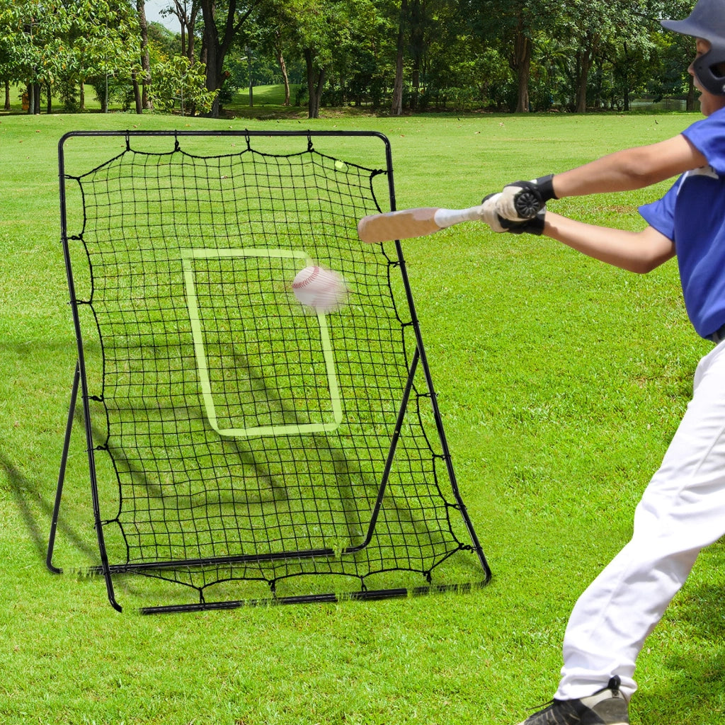 Rete per Allenamento per Calcio e Baseball Pieghevole 123x90x174 cm con Zona di Precisione Nero
