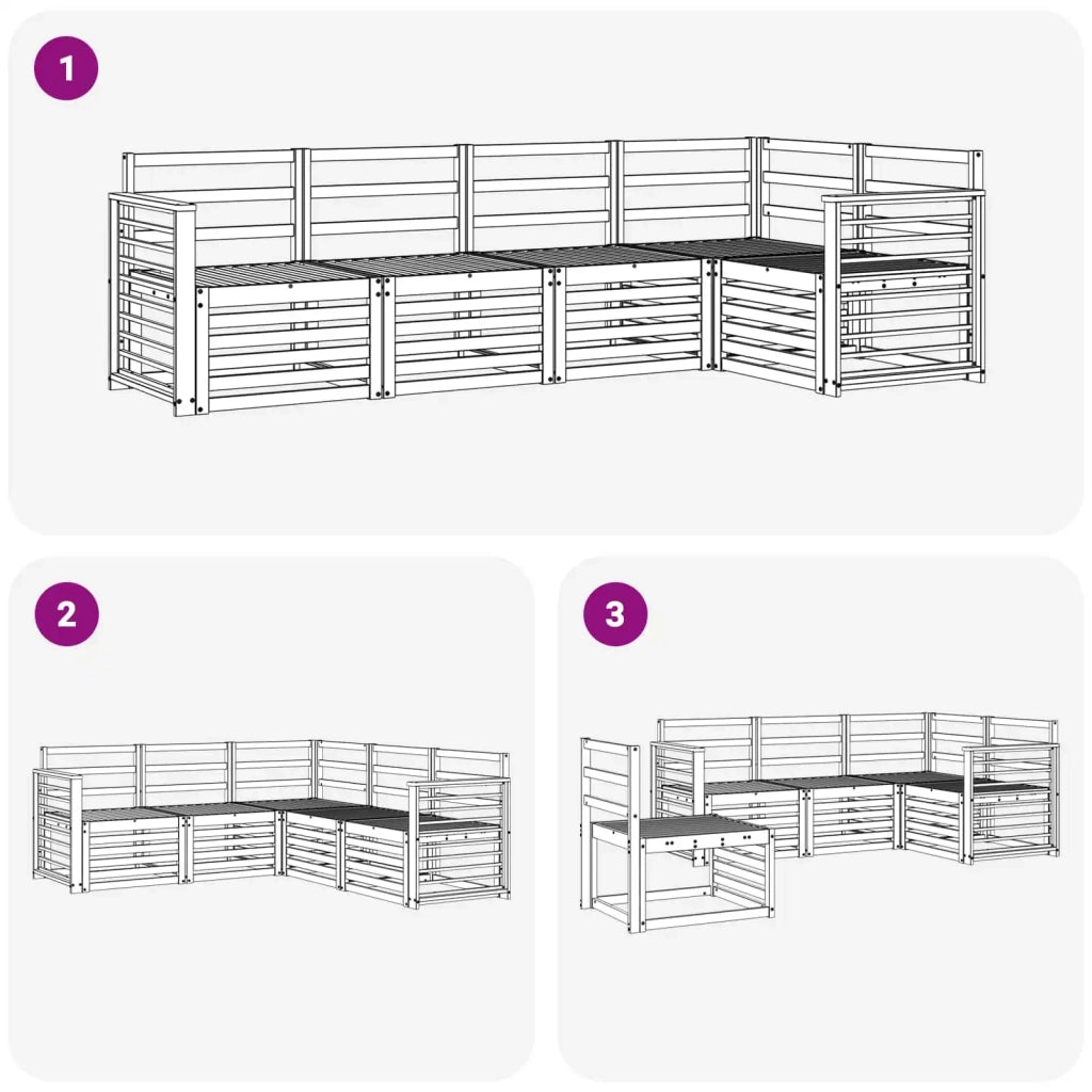 Set di divani da esterno 5 pcs Bianco 247 x 128,5 x 73 cm 3391844
