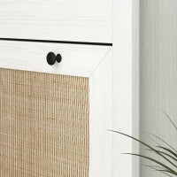 Mobile Scarpiera con 3 Ante Ribaltabili, Effetto Intreccio Rattan, in Legno, Bianco