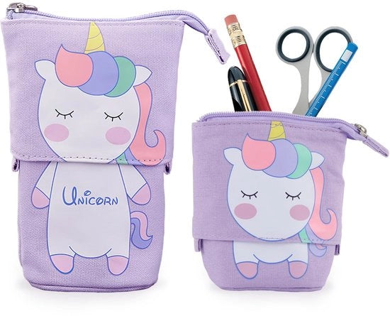 Etui Telescopico per Bambini, 2-in-1 Etui con Cerniera, Etui in Piedi, Etui Opnebbile, Etui Ritirabile, per Ragazze e Ragazzi
