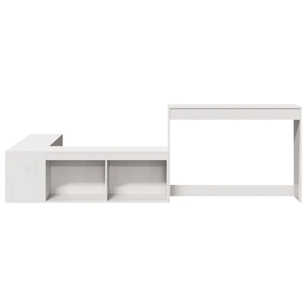 Comodino con Scrivania Bianco 232x122x75 cm Legno Massello di Pino 855751
