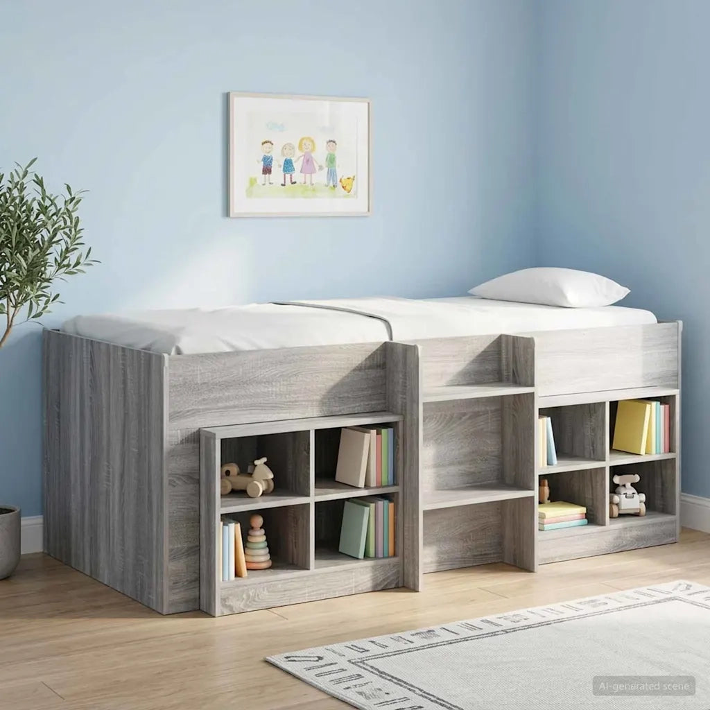 Letto Alto per Bambini 2 pcs Sonoma grigio 90 x 200 cm