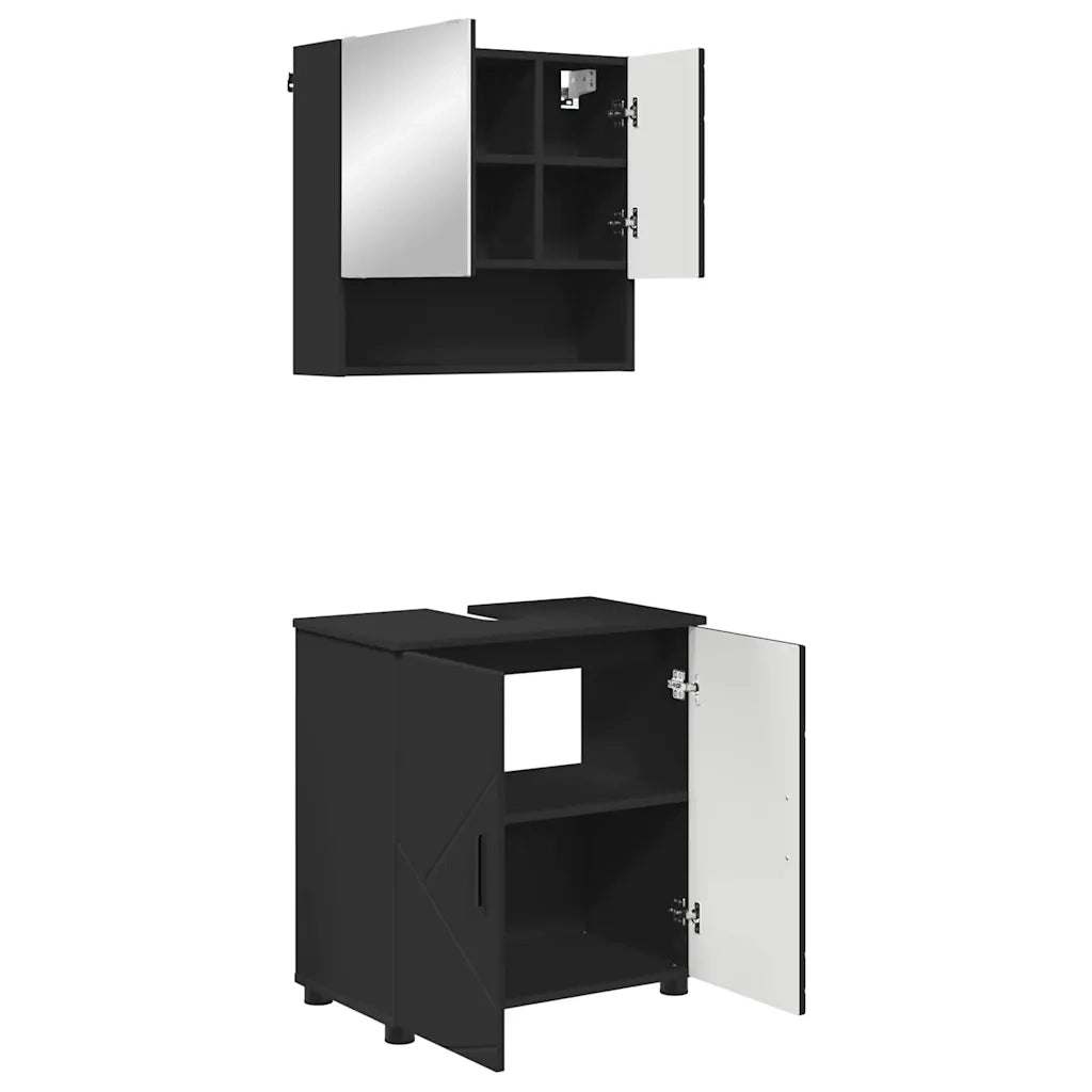 Set di mobili per il bagno Montaggio a parete 2 pcs Nero 3392934
