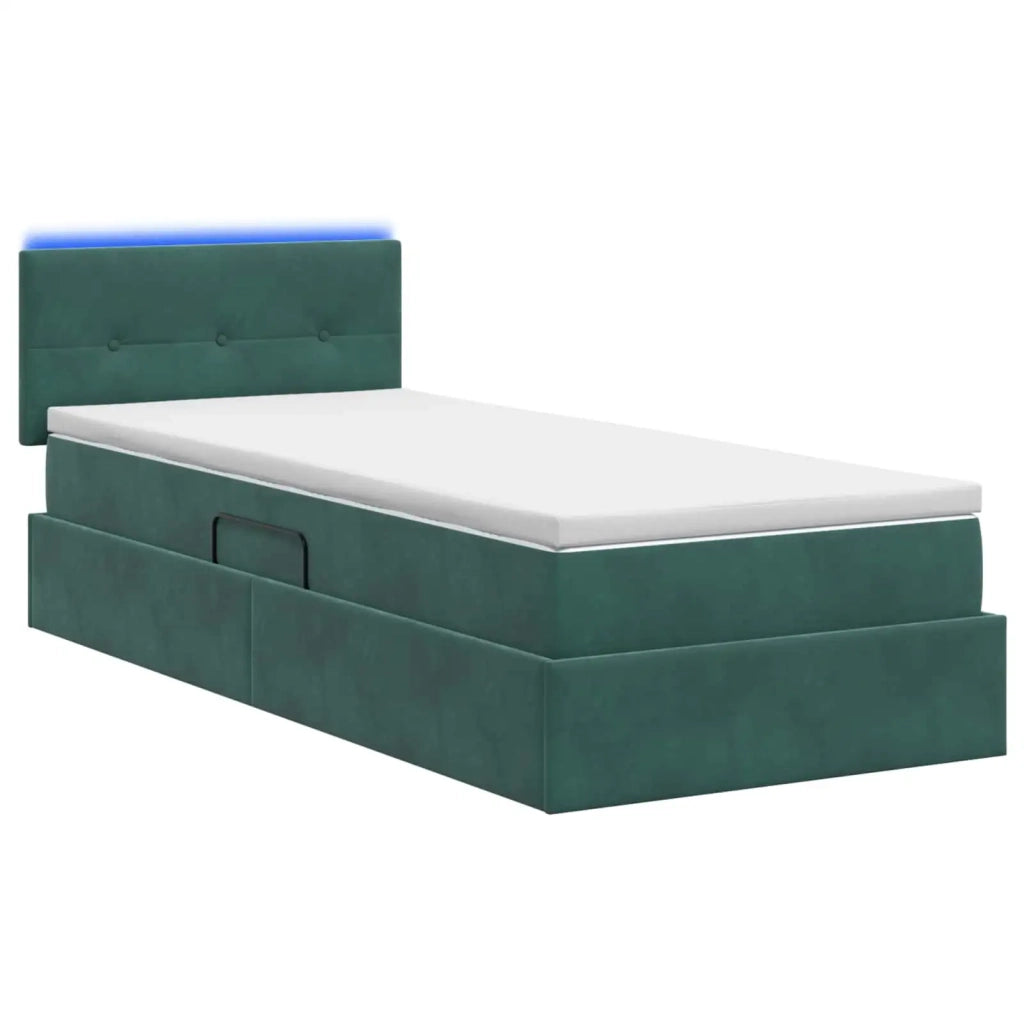 Letto con contenitore LED e materasso Verde Scuro 100 x 200 cm 3459231