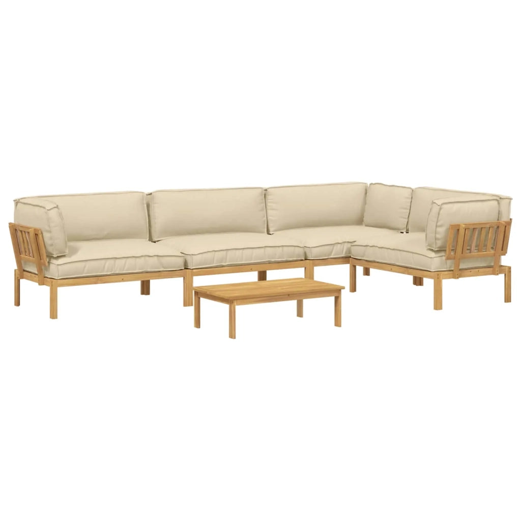 Set di divani con cuscino 5 pcs Beige e Marrone Chiaro 3418447