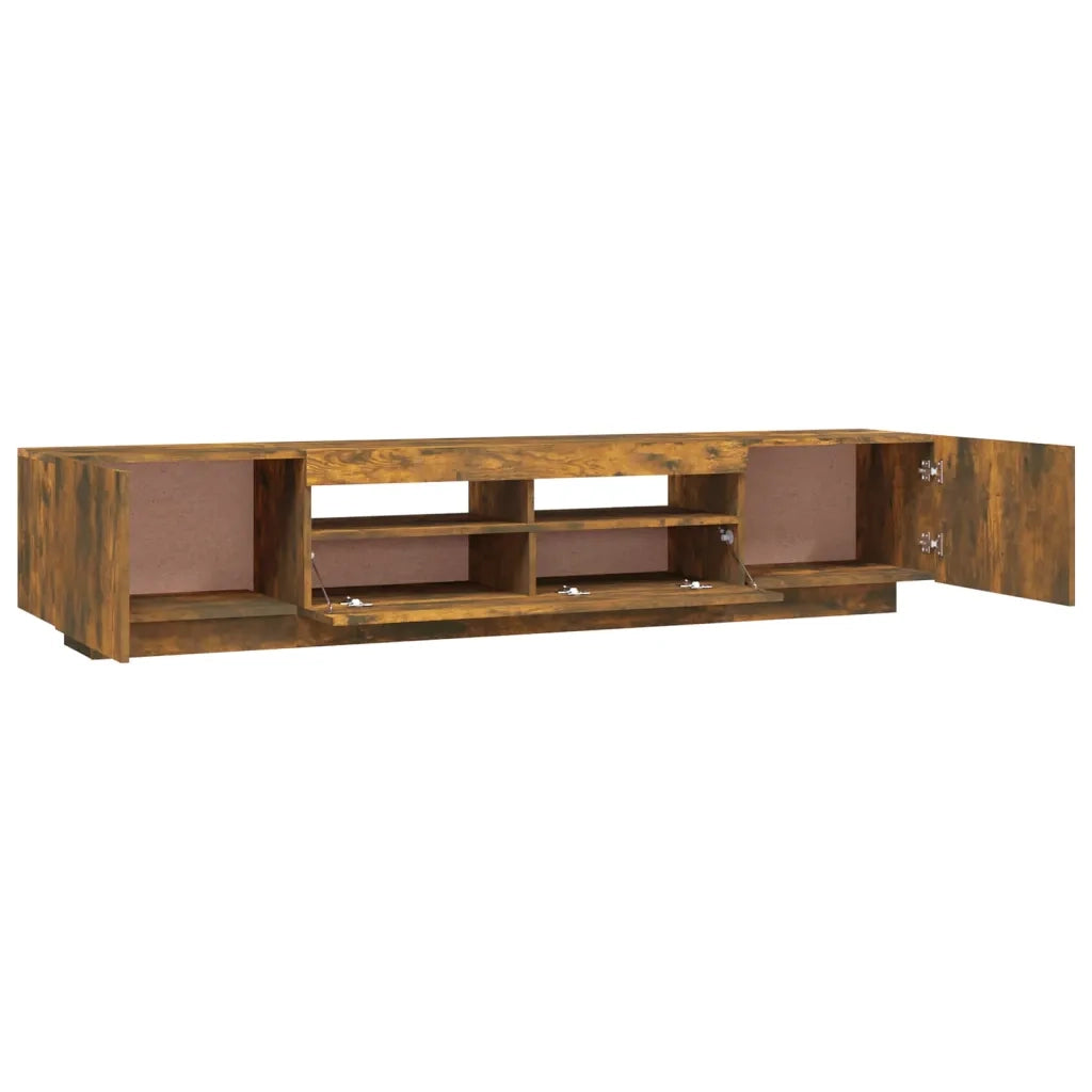 Set Mobili TV 2pz con Luci LED Rovere Fumo in Legno Multistrato 3120170