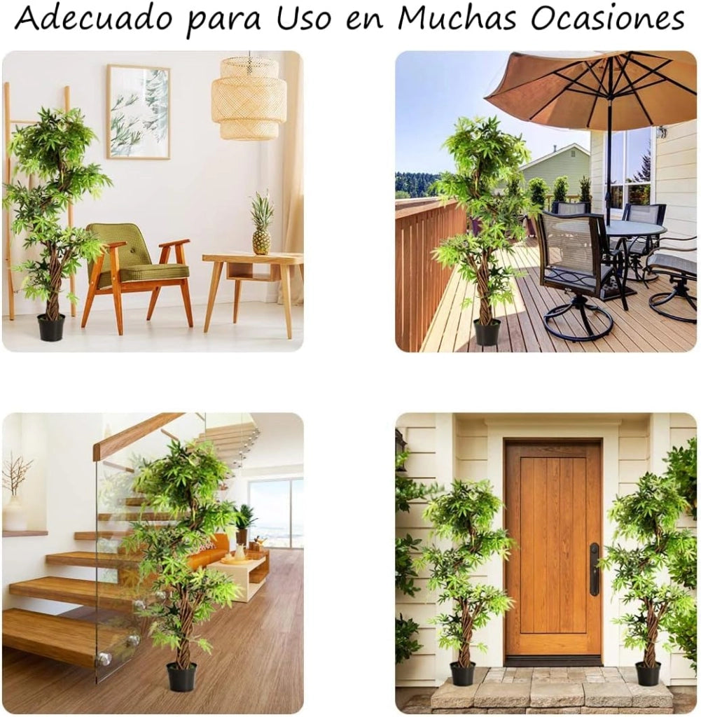 Bonsai Artificiale, Albero per Interni, Pianta Artificiale con Vaso, Albero Decorativo, Ideale per Casa, Ufficio, Ristorante (160 x 19 x 19 cm)