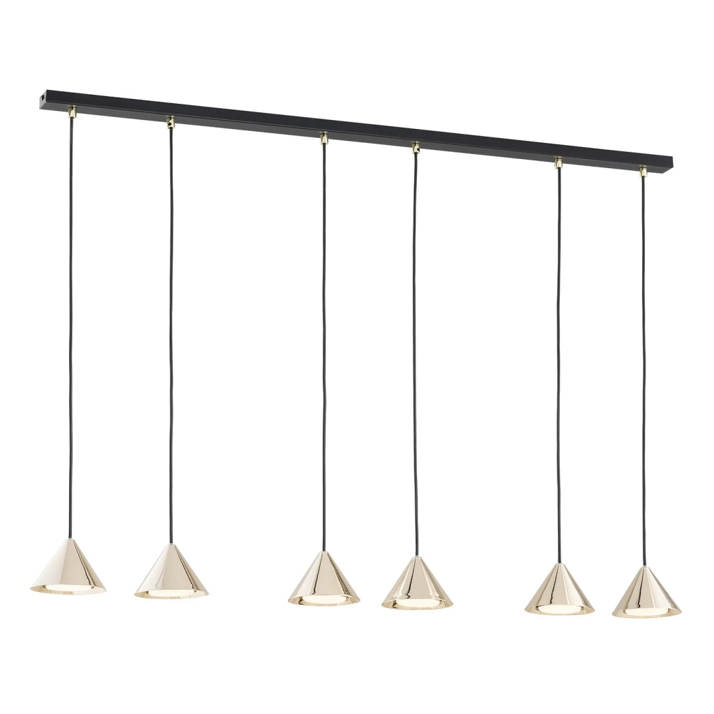 Sospensione Minimal Skadi 6 Luci In Acciaio Oro