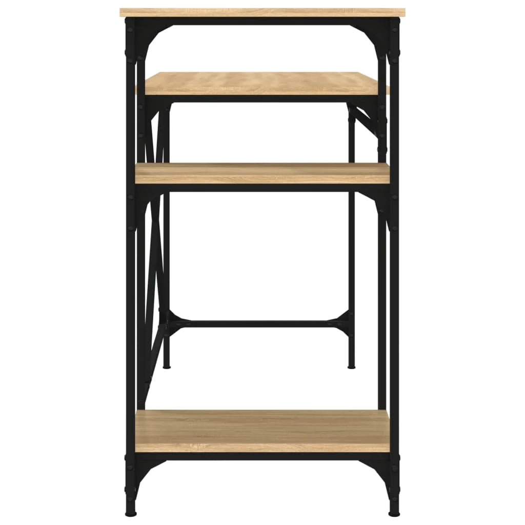 Scrivania da ufficio postazione di lavoro mobile per computer scrivania da studio con ripiani rovere 105 x 50 x 90 cm legno ingegnerizzato e ferro marrone 02_0023485