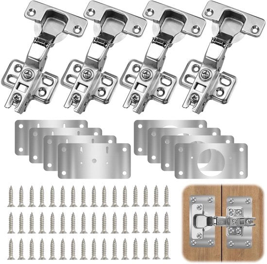 Kit di riparazione per maniglie di chiusura del cassetto - 4 maniglie interne - 8 piastre di riparazione in acciaio inossidabile - 48 viti - resistente alla corrosione - maniglie di chiusura del cassetto