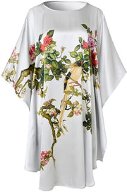 Badjas da Donna in 100% Seta, Pijama Corta per la Notte, Abbigliamento da Notte, Maniche a Museruola Classiche (Grigio chiaro)