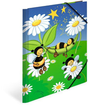 Set di cartelle A4, con 3 cartelle, cartone, motivi per bambini, elastico, flappi interni e stampa interna per bambini