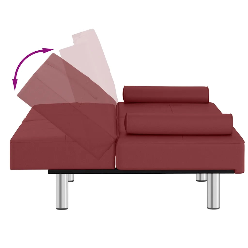 Divano letto | Sof¨¤ letto | Letto singolo con Portabicchieri in Similpelle Rosso Vino