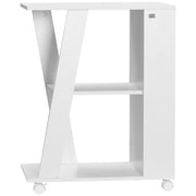 CARRELLO DA CUCINA MODERNO IN LEGNO CON 2 RIPIANI E RUOTE 60X38X77CM BIANCO