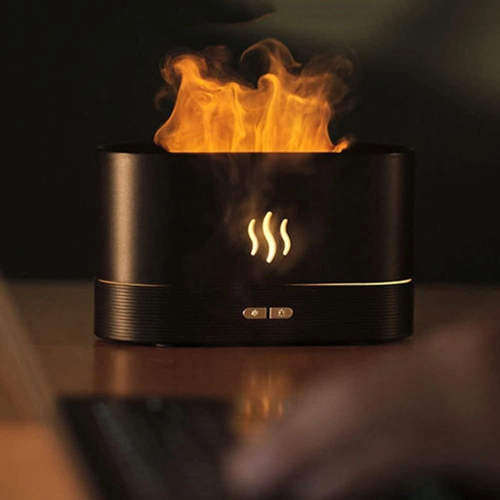 Trade Shop - Diffusore Umidificatore A Nebbia Luce Effetto Fiamma Super Silenzioso Per Camera Ufficio -