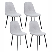 Set di 4 sedie da pranzo Grigio Poliestere Tappezzato Ferro Gambe Nere Sala da pranzo senza braccioli