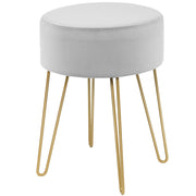 Sgabello poggiapiedi moderno rotondo di velluto, Sgabello per toeletta salone e camera da letto Grigio-Sgabelli