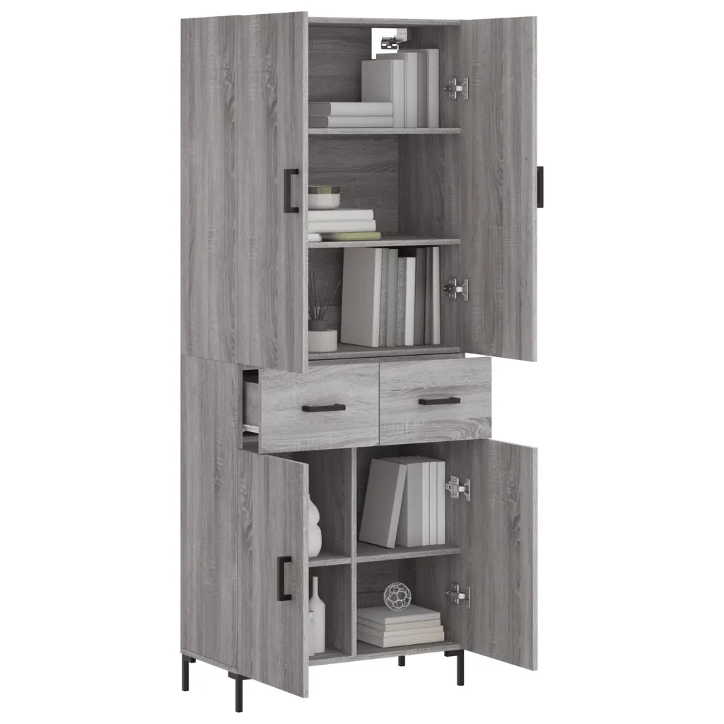 Credenza-Buffet-Armadio da cucina Grigio Sonoma 69,5x34x180 cm in Legno Multistrato 339380