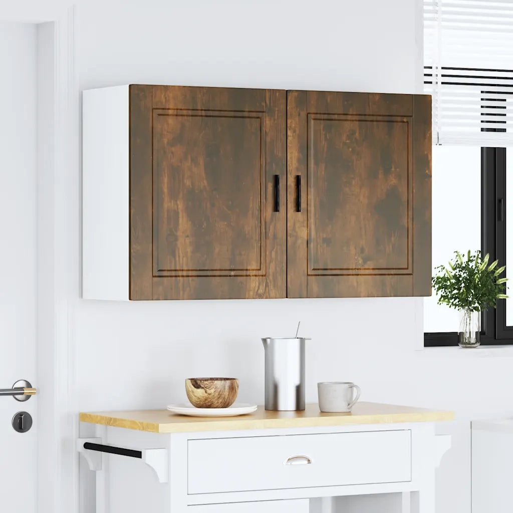 Pensili da Cucina 2 pz Porto Rovere Fumo in Legno Multistrato