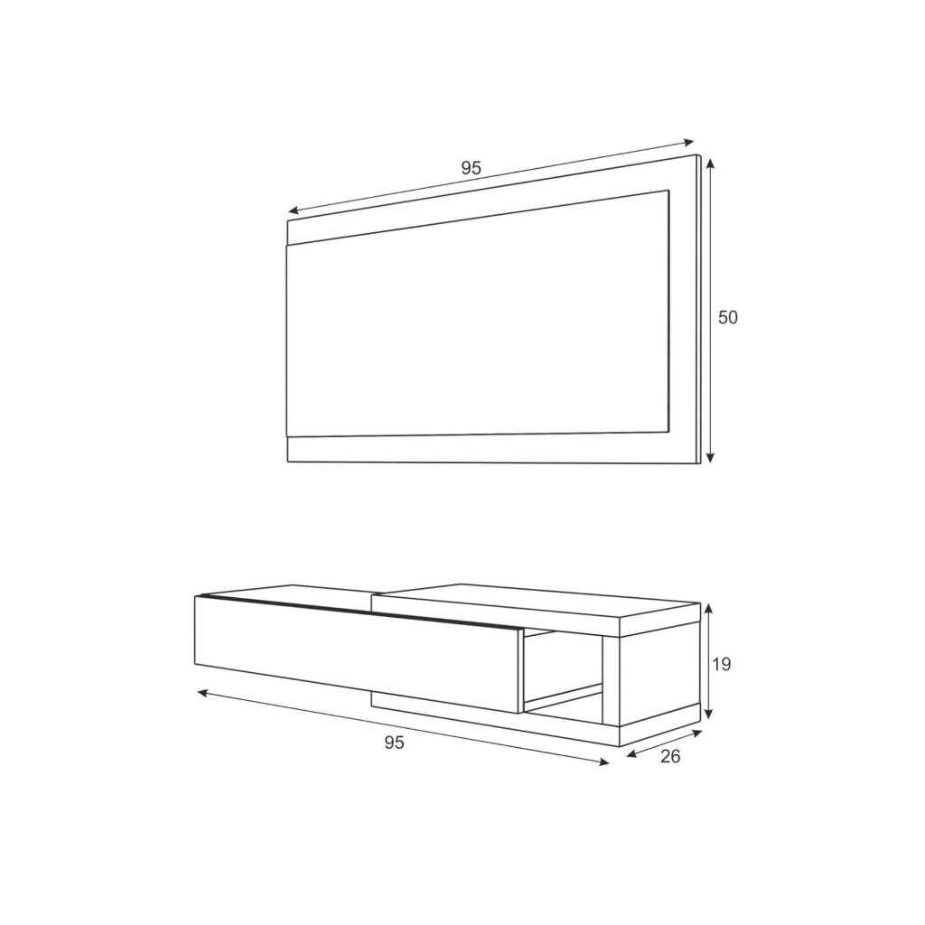 Arty, Mobile da Ingresso Specchio Incluso, 95x26x19h cm Bianco
