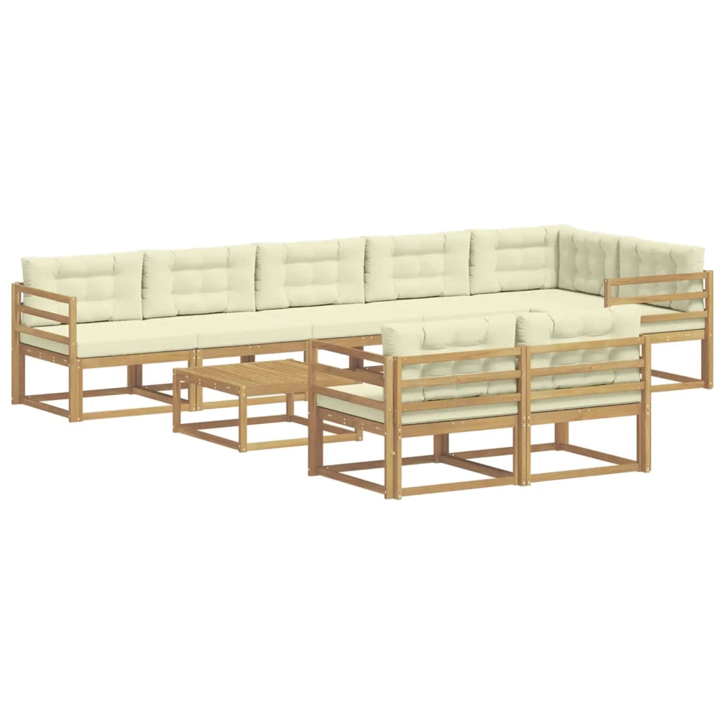 Set di divani da esterno 9 pcs Bianco e Crema 79 x 79 x 37 cm