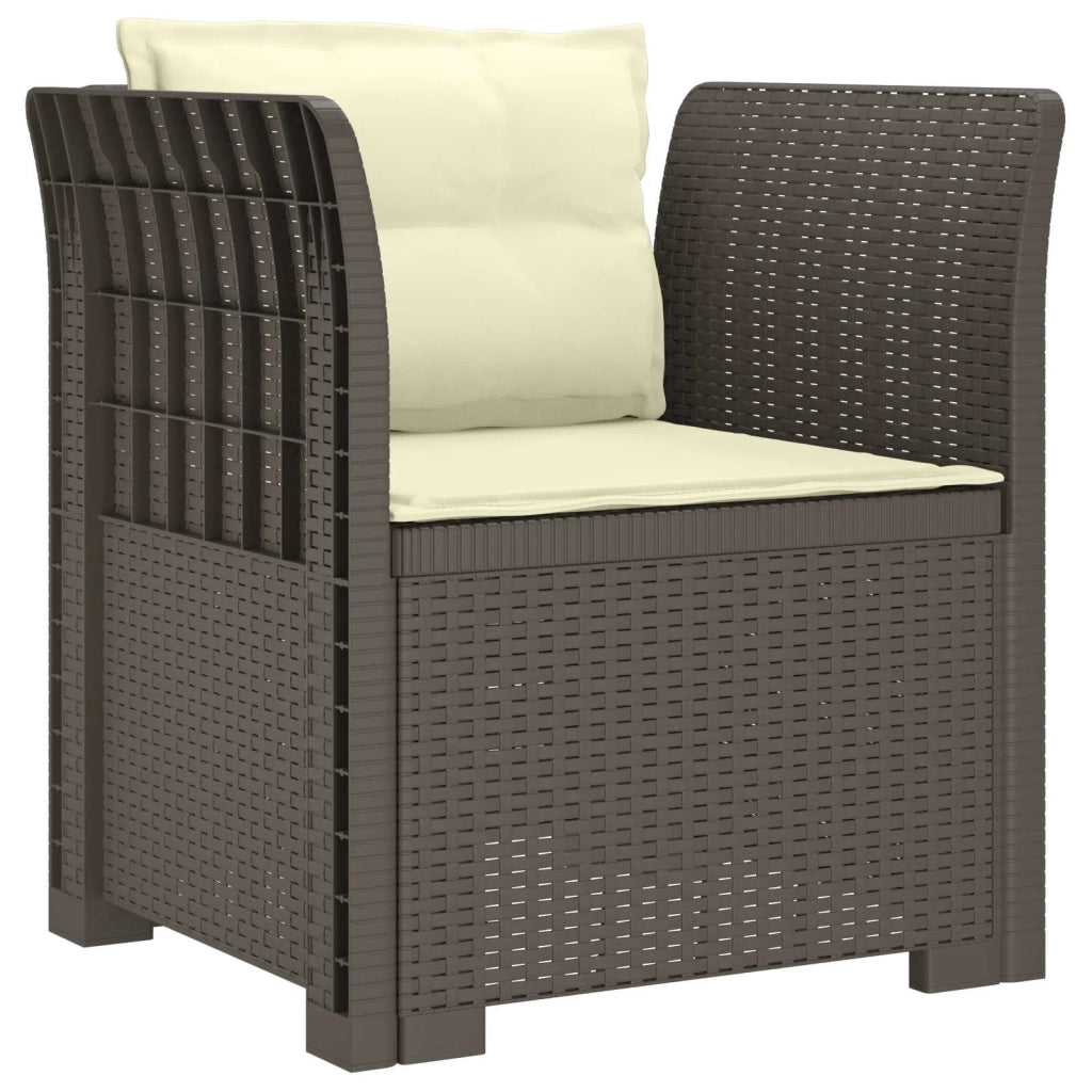 Sedia da giardino-Poltrona a 1 Posto con Cuscini Aspetto Rattan PP Grigio Chiaro 259544