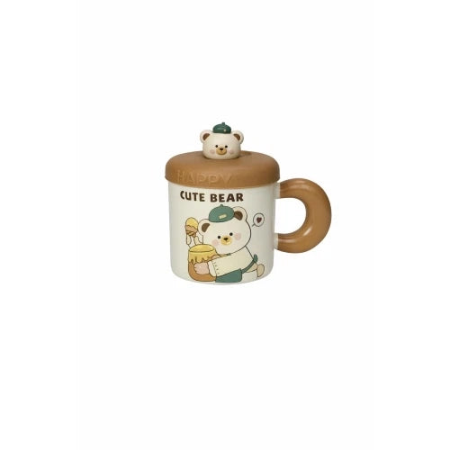 TAZZA L'ALLEGRA COMITIVA  NEW BONE CHINA C/TAPPO E CANNUCCIA SILICONE orso