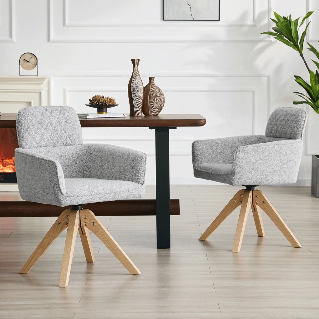 SEDIA Girevole 360° Set da 2 pezzi 85 cm Tessuto grigio e legno massello