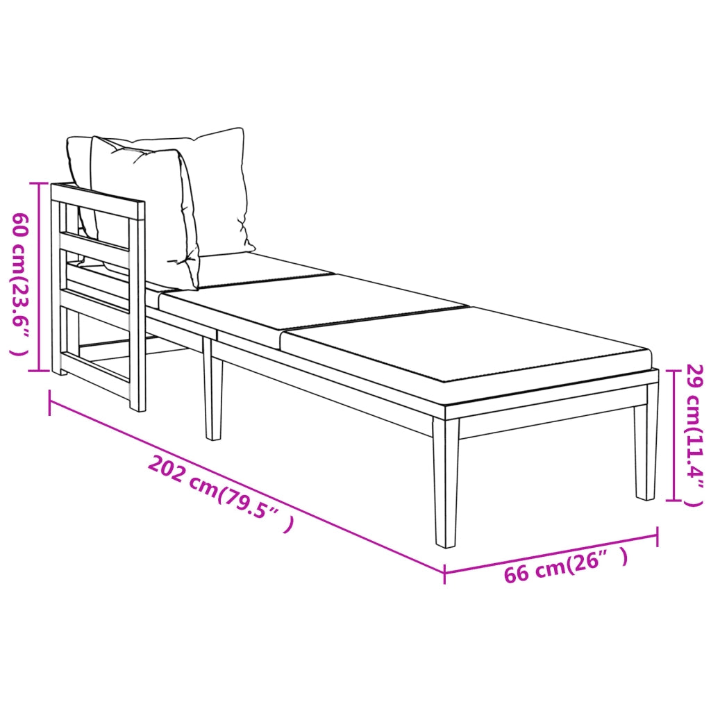 Lettini Prendisole con Cuscini Crema 2 pz Legno d'Acacia 3087268