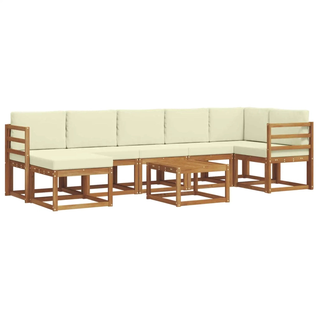 Set di divani da esterno con cuscino 8 pcs Naturale e Crema