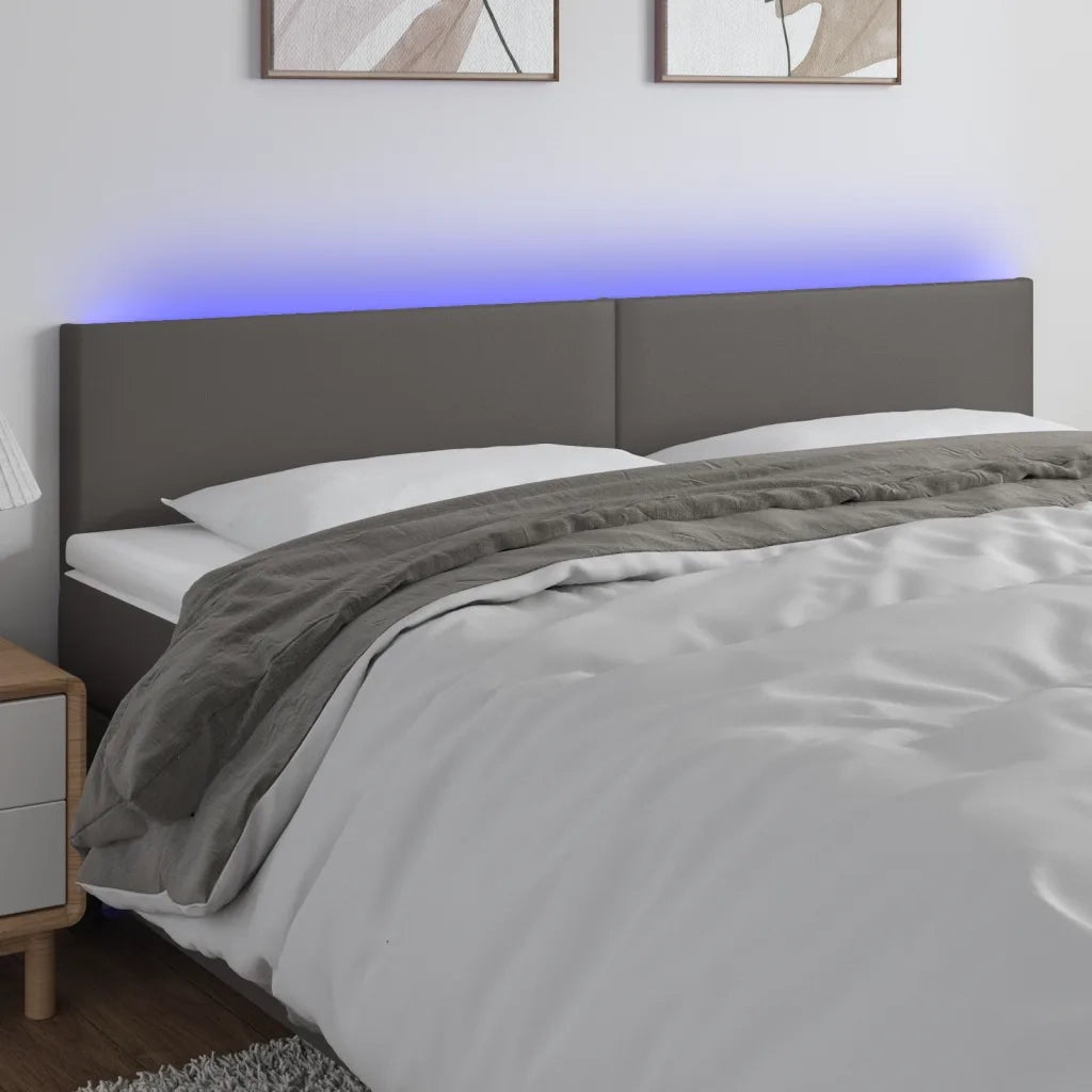 Testiera a LED Grigio 200x5x78/88 cm in Similpelle 3121444