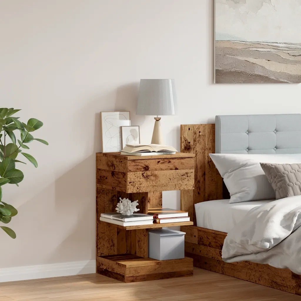 Comodino | Armadio da Notte | Mobiletto da notte in Legno Vecchio 40x35x65 cm in Legno Multistrato